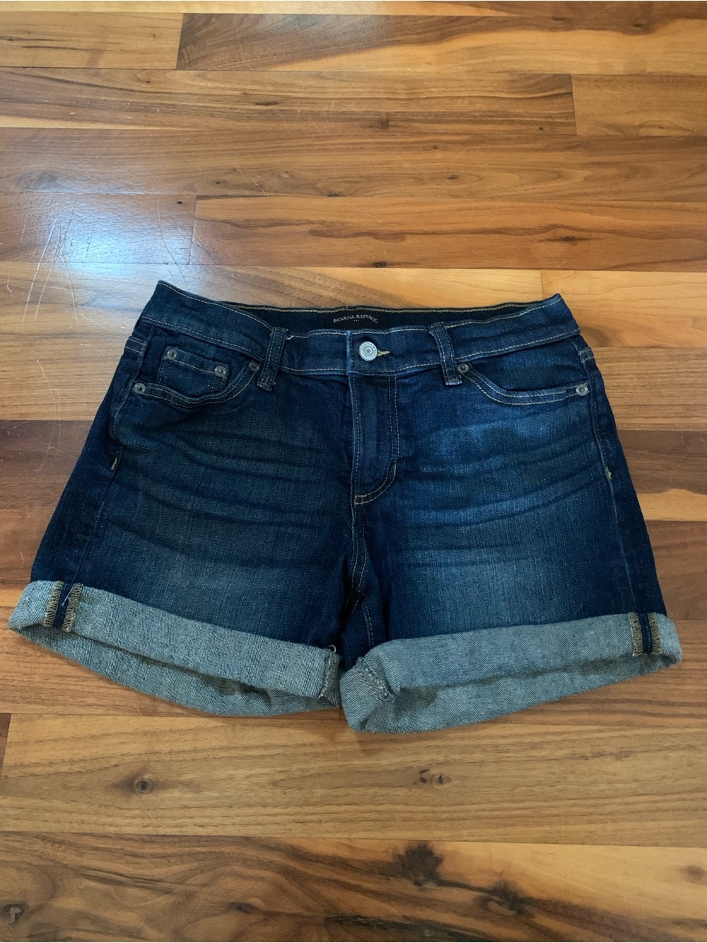 Banana Republic Dark Blue Rolled Cuff Denim Shorts